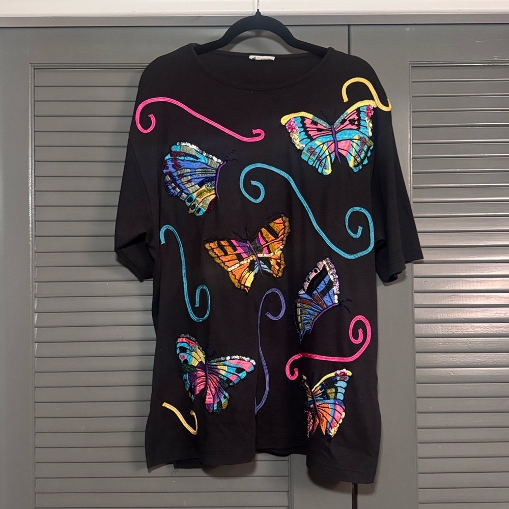 Vintage Beaded Butterfly Sequin Oversized